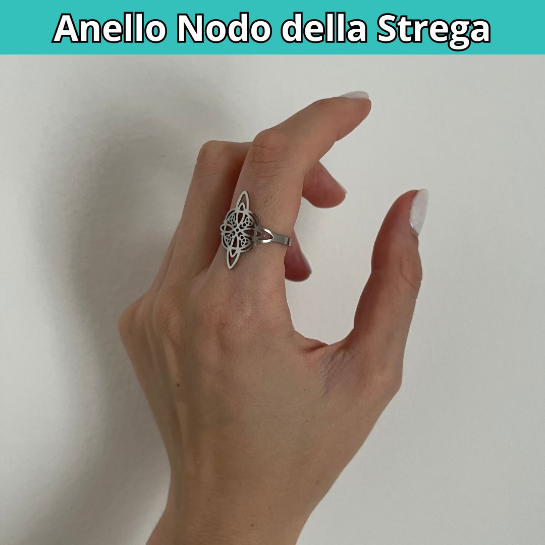 Anello Regolabile Nodo della Strega (acciaio inox)