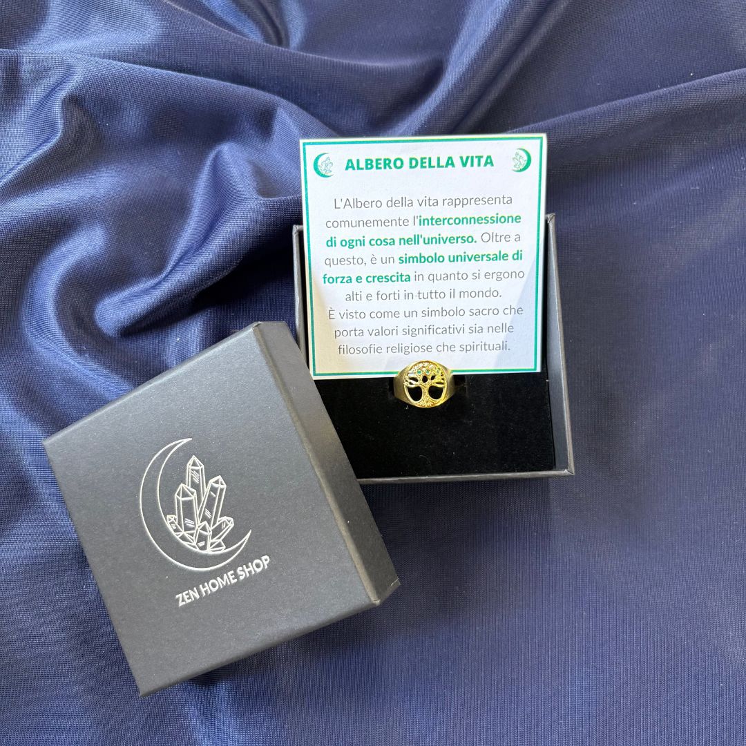 ✨ Anello Regolabile Albero della Vita Oro in Acciaio Inossidabile