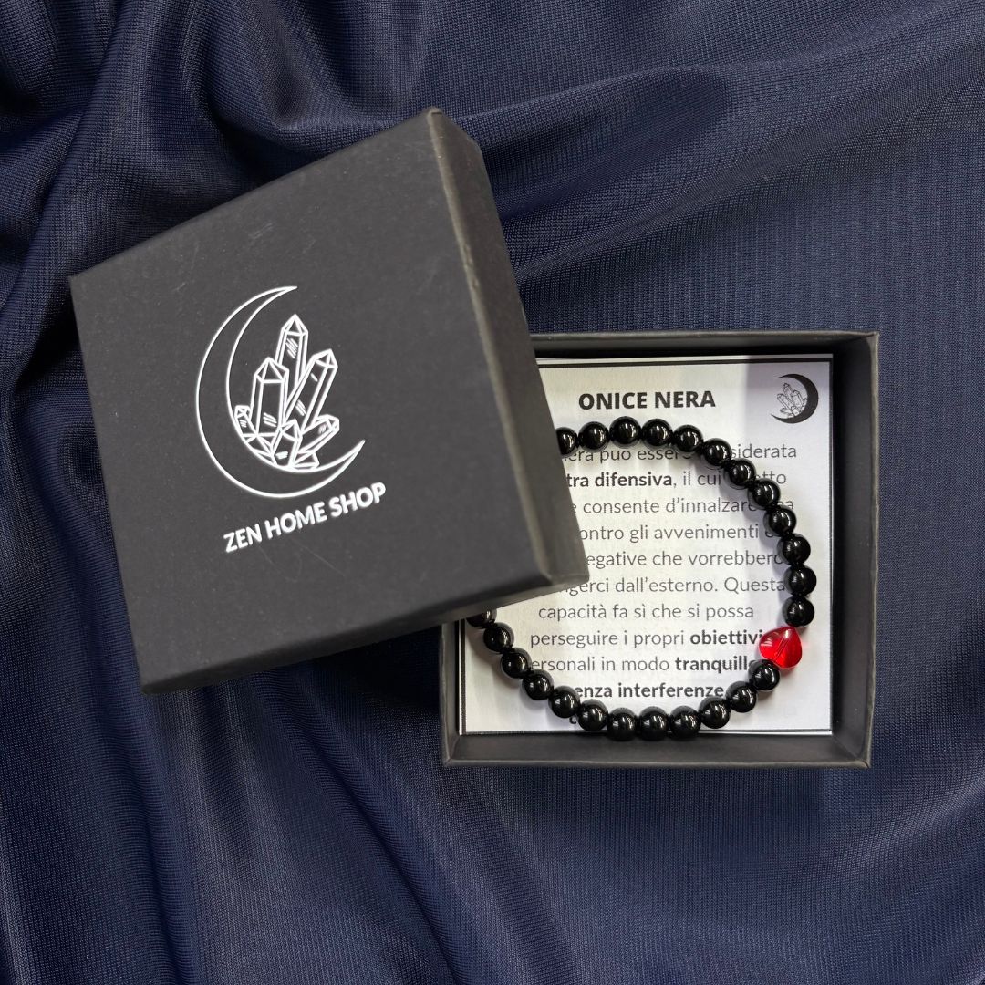 Bracciale Cuore Onice Nera 6mm