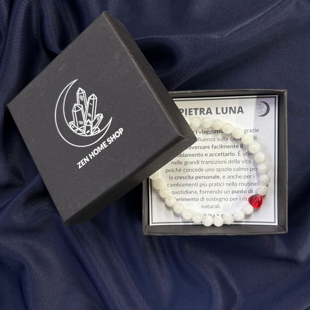 Bracciale Cuore Pietra Luna 6mm