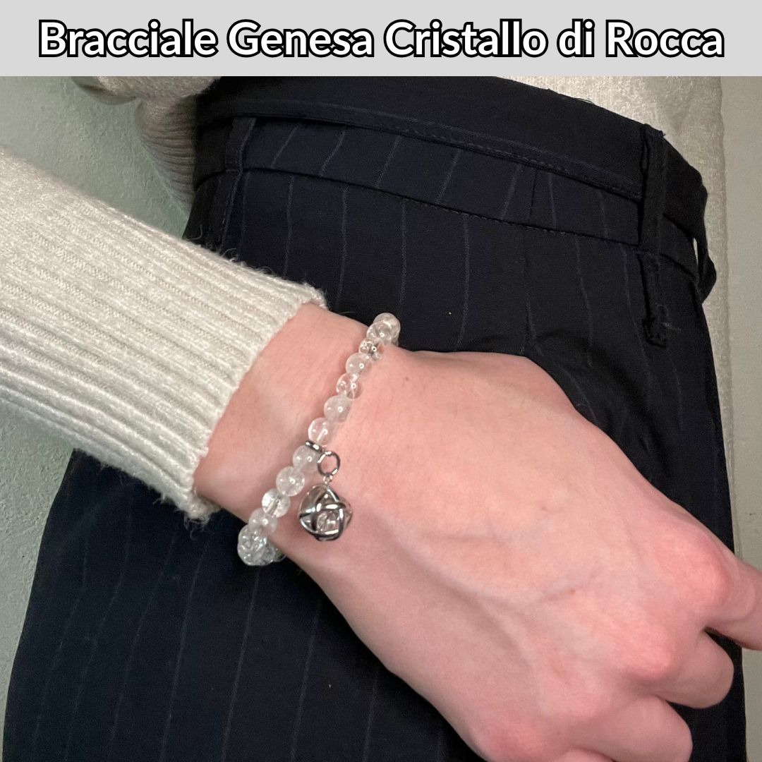 Bracciale Pietra Naturale & Charm Genesina Cristallo di Rocca