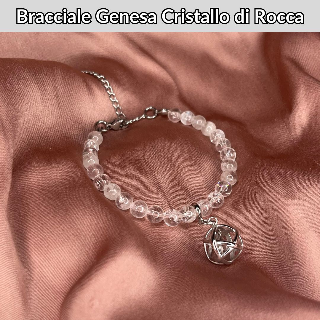 Bracciale Pietra Naturale & Charm Genesina Cristallo di Rocca