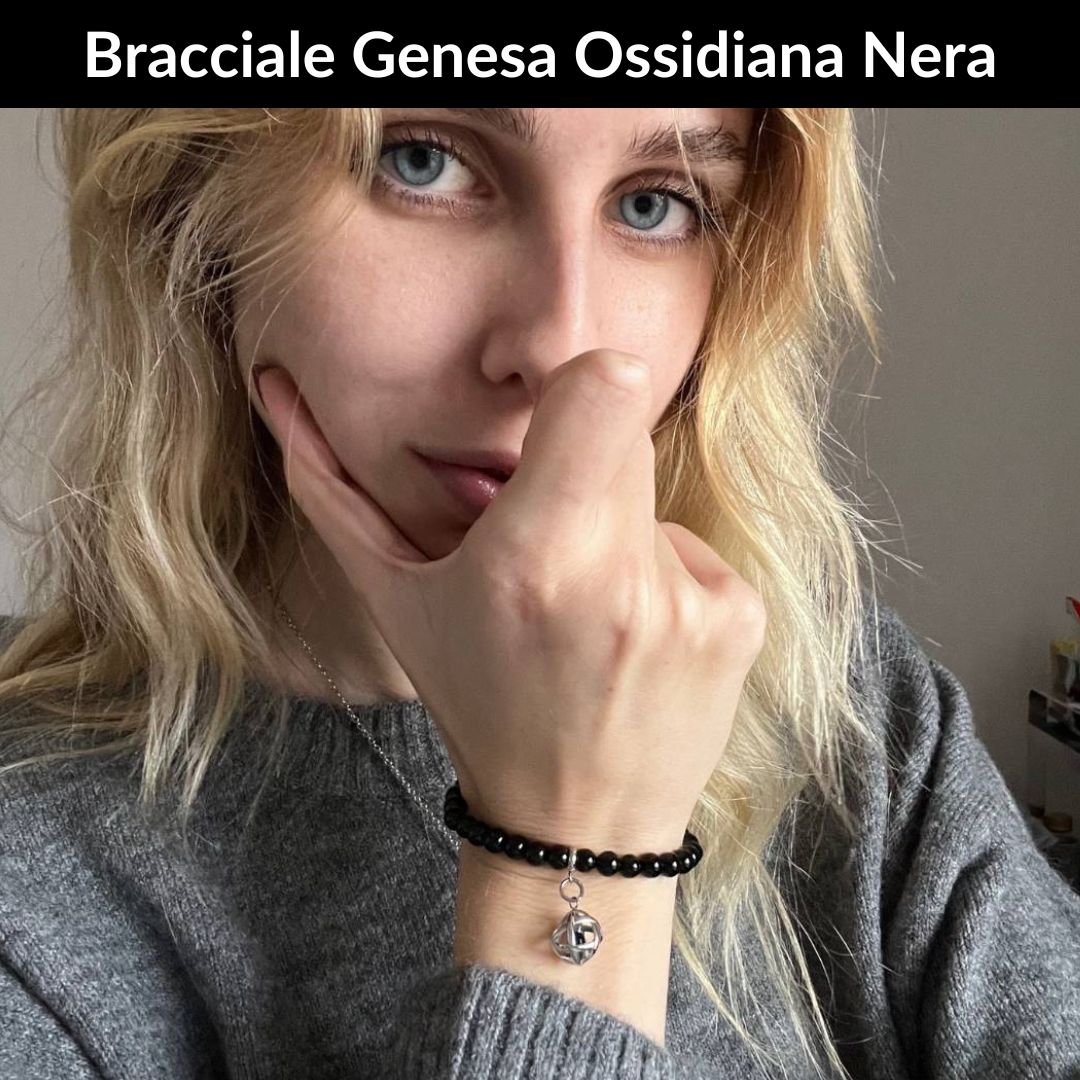Bracciale Pietra Naturale & Charm Genesina Ossidiana Nera