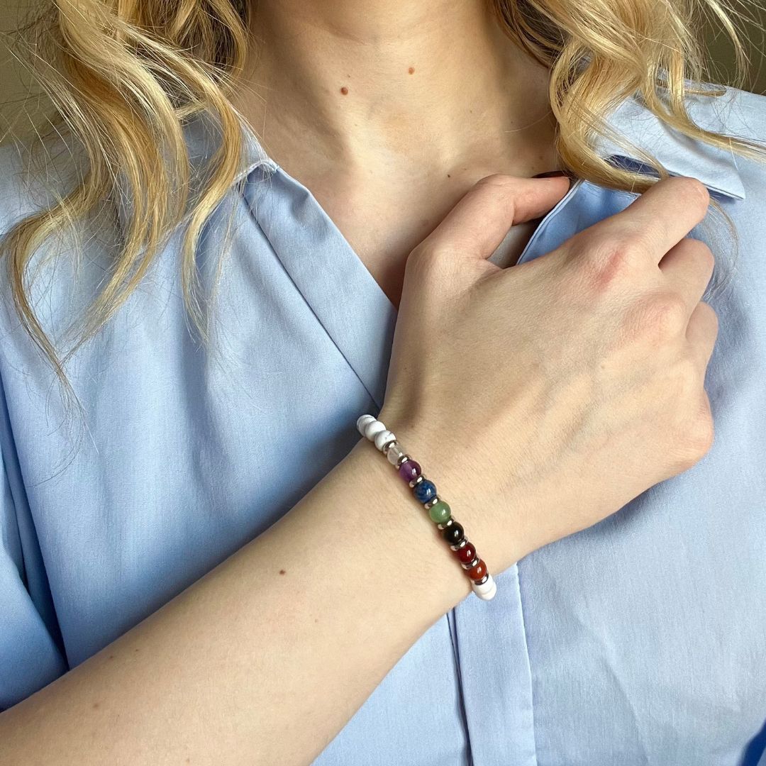 Bracciale Howlite Saturno 7 Chakra