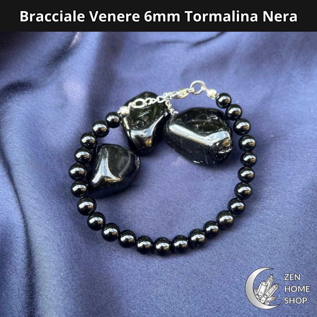 Bracciale Venere Tormalina Nera da 6 mm
