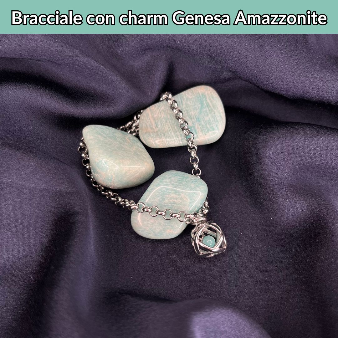 Bracciale Catenina in Acciaio & Charm Genesina Amazzonite