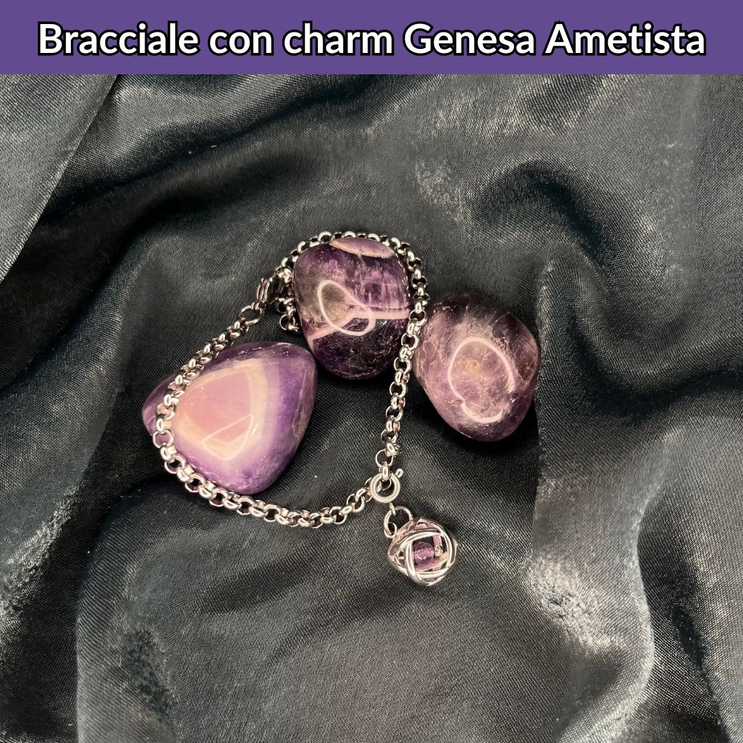 Bracciale Catenina in Acciaio & Charm Genesina Ametista