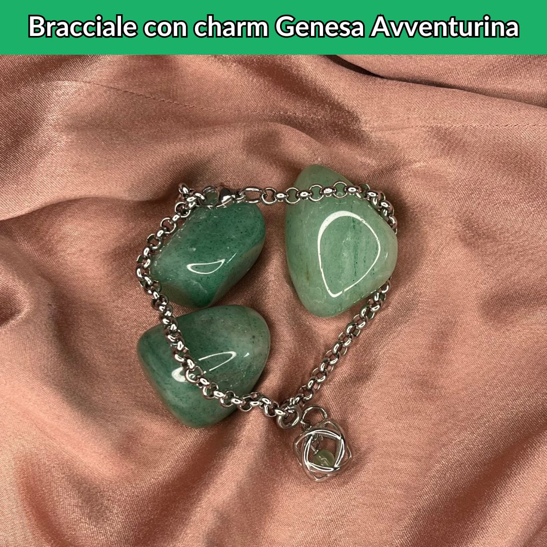 Bracciale Catenina in Acciaio & Charm Genesina Avventurina
