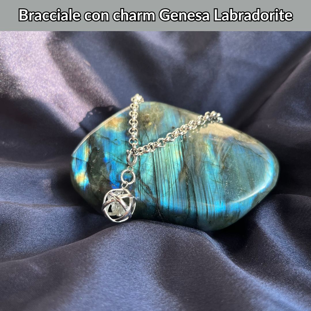 Bracciale Catenina in Acciaio & Charm Genesina Labradorite