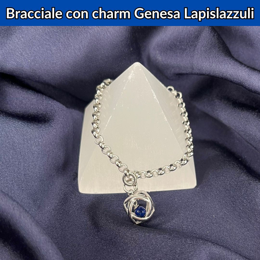 Bracciale Catenina in Acciaio & Charm Genesina Lapislazzuli