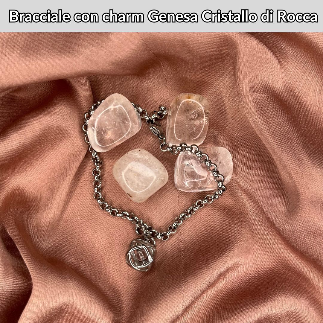 Bracciale Catenina in Acciaio & Charm Genesina Cristallo di Rocca