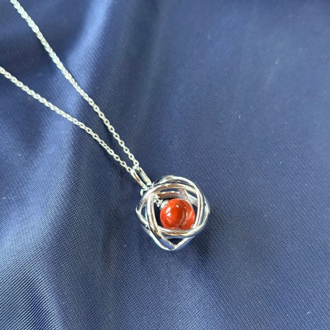 Collana Genesa Diaspro Rosso (Acciaio Inox)