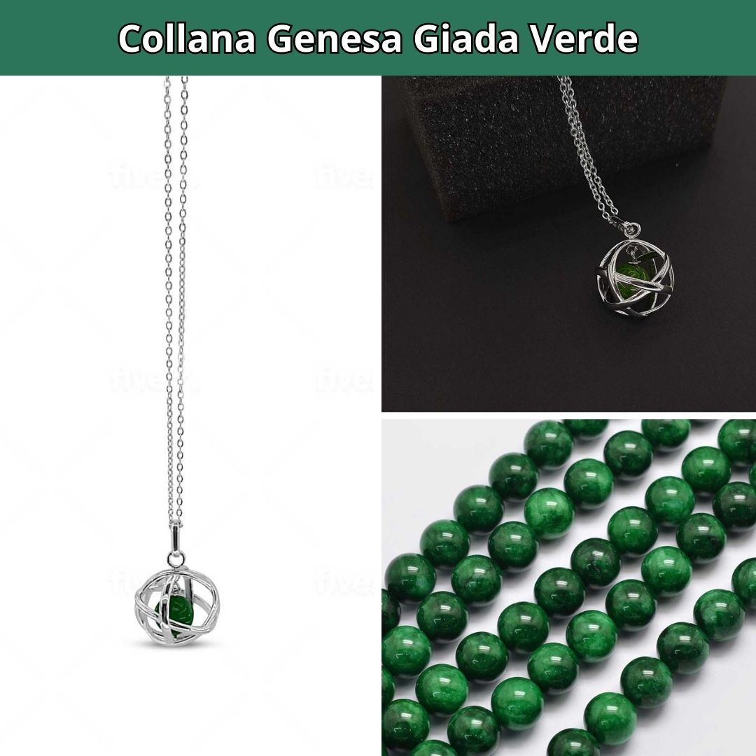 Collana Regolabile Genesa Giada Verde (Acciaio Inox)
