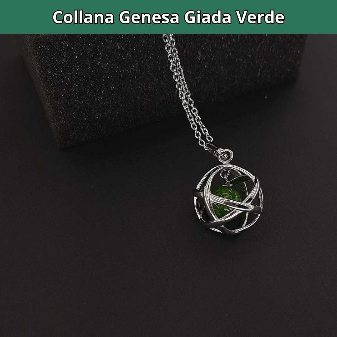 Collana Regolabile Genesa Giada Verde (Acciaio Inox)