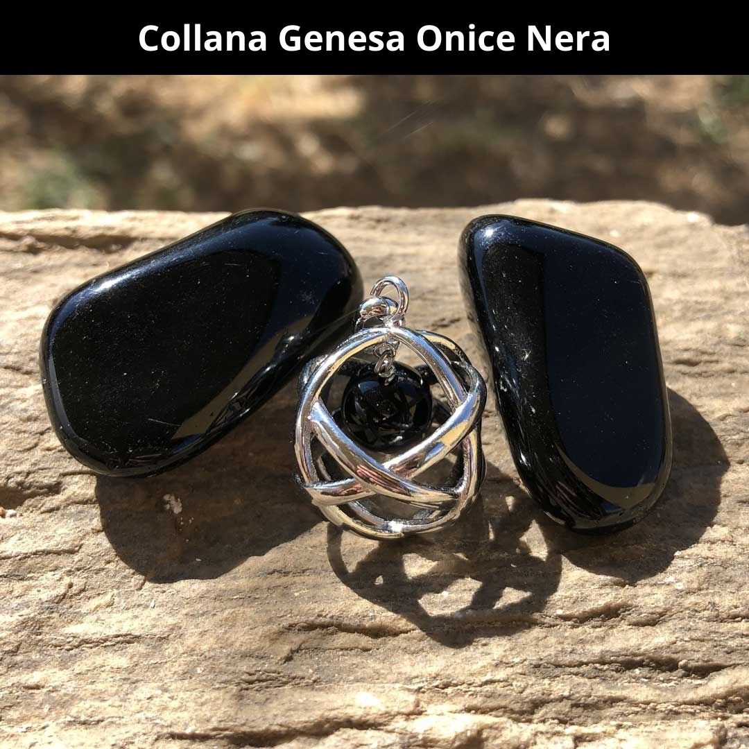 Collana Regolabile Genesa Onice Nera (Acciaio Inox)