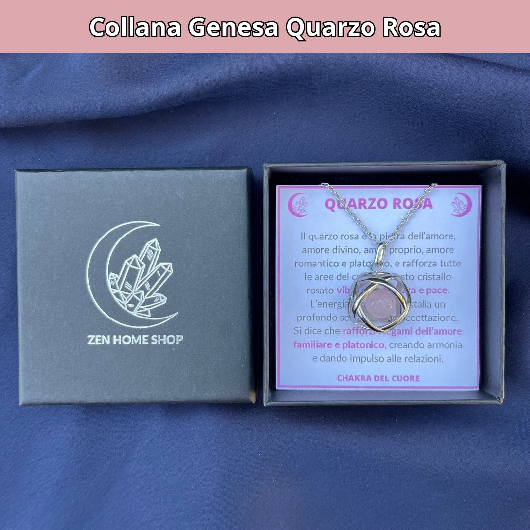 Collana Genesa Quarzo Rosa (Acciaio Inox)