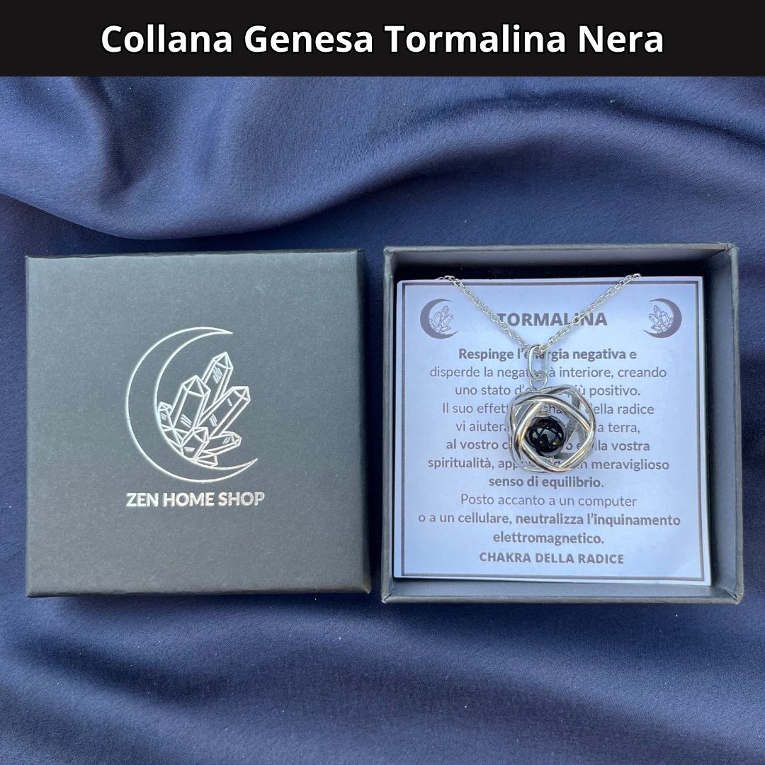 Collana Genesa Tormalina Nera (Acciaio Inox)