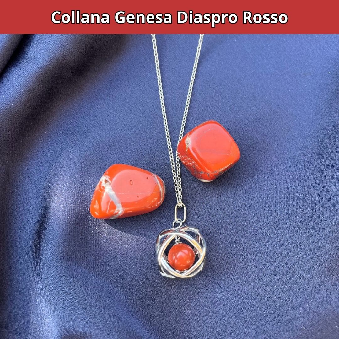 Collana Regolabile Genesa Diaspro Rosso (Acciaio Inox)