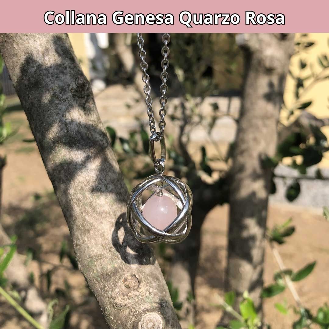Collana Regolabile Genesa Quarzo Rosa (Acciaio Inox)