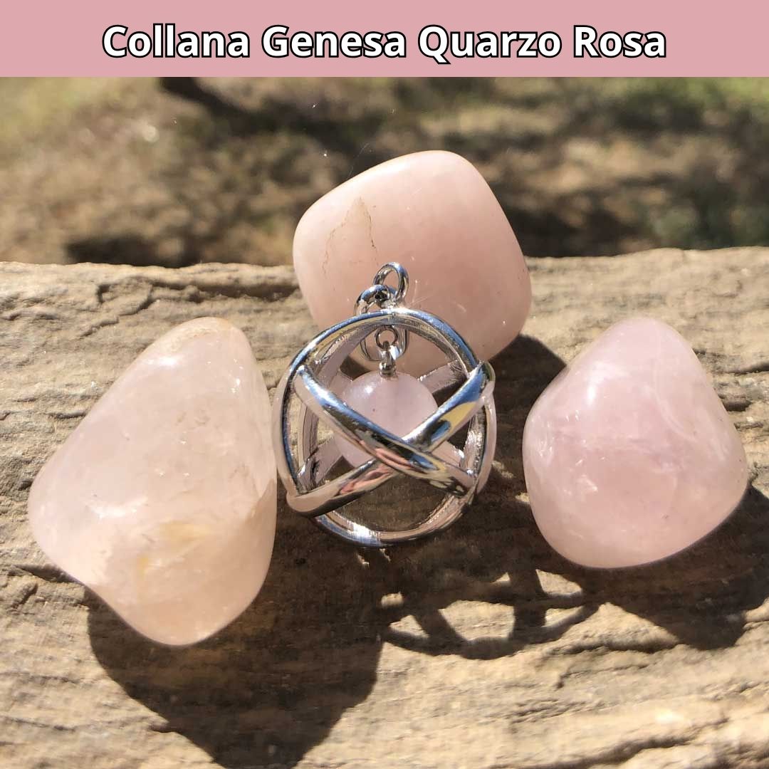 Collana Regolabile Genesa Quarzo Rosa (Acciaio Inox)