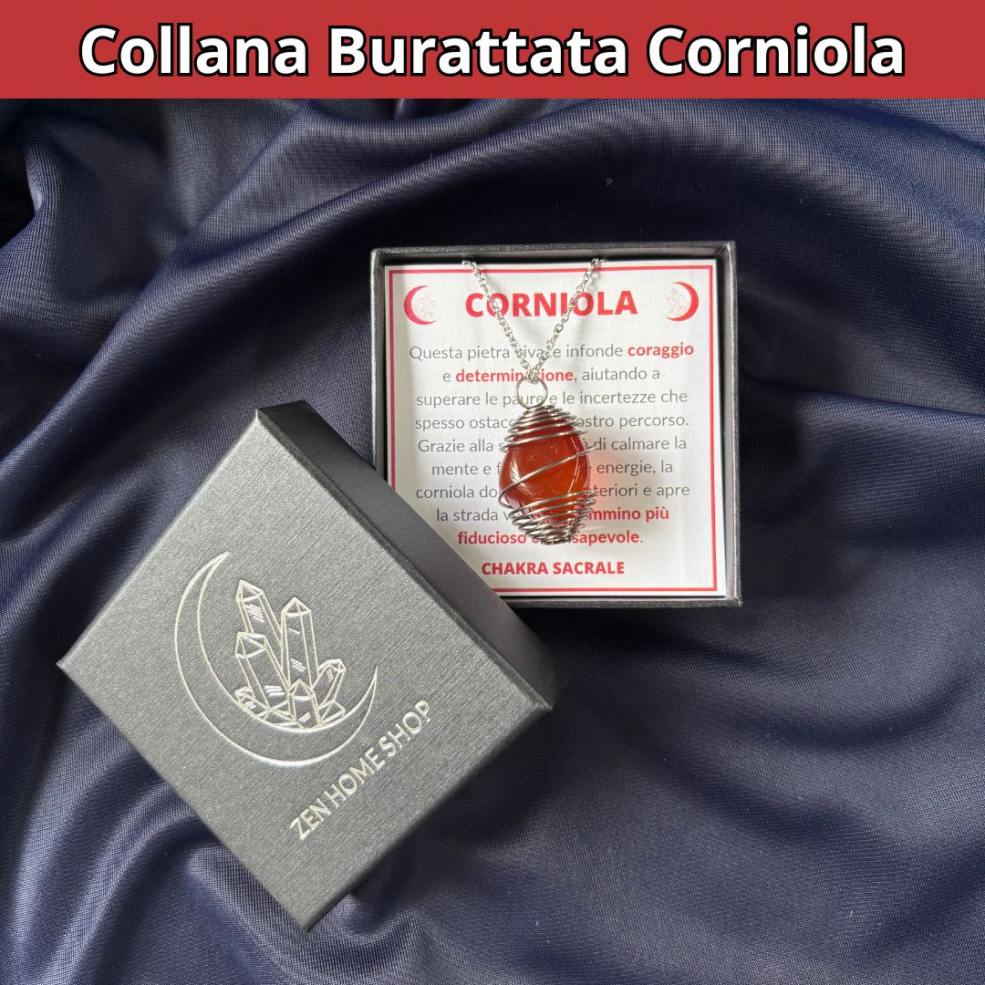 Collana Corniola Burattata con Spirale in Acciaio Inossidabile