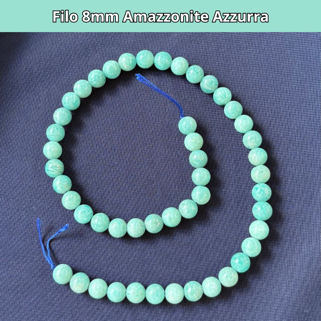 Fili in pietra naturale Amazzonite Azzurra 8mm (48 perle)