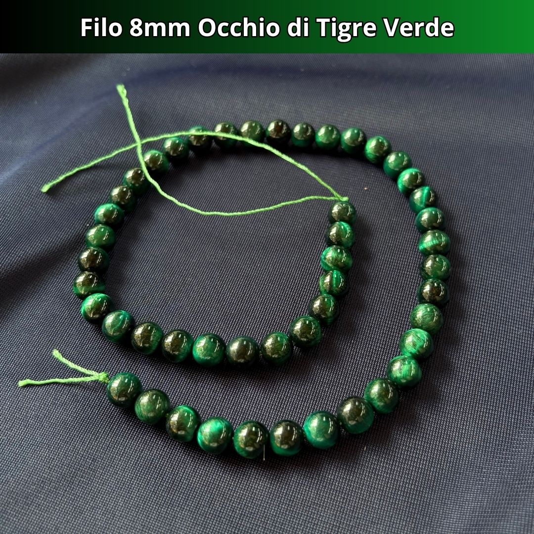 Fili in pietra naturale Occhio Di Tigre Verde (tinto) 8mm (48 perle)
