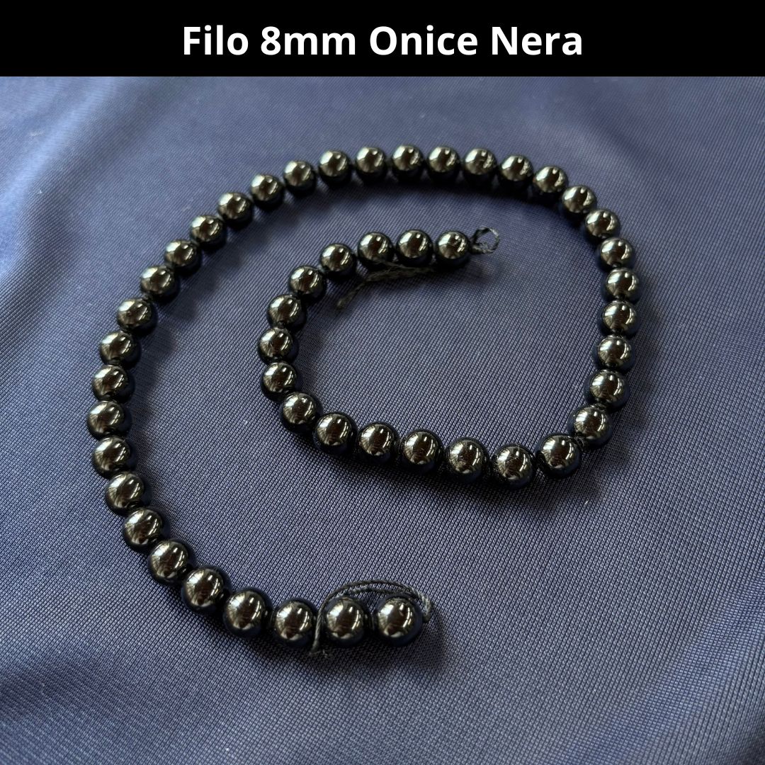 Fili in pietra naturale Onice Nera 8mm (48 perle)