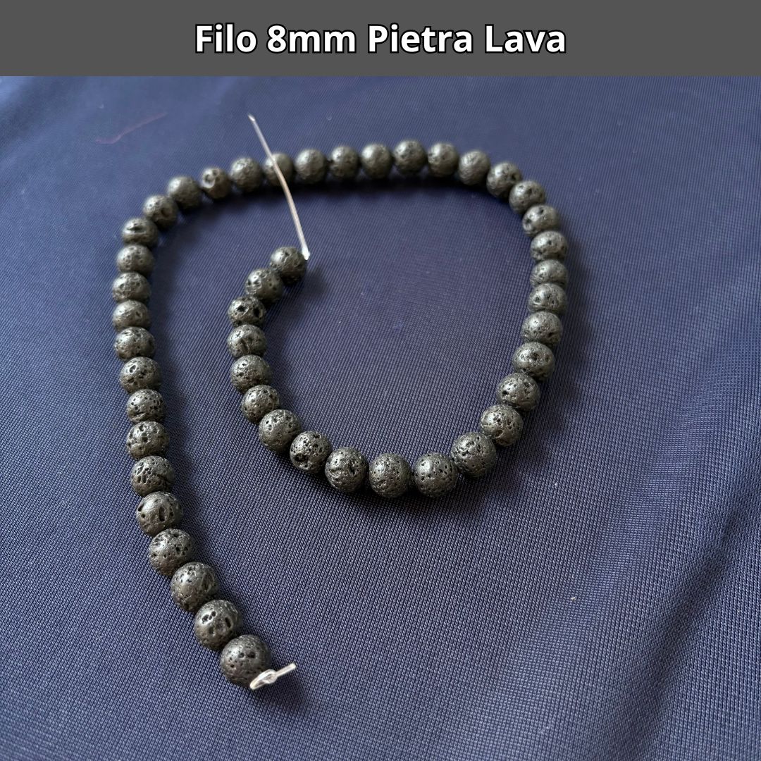 Fili in pietra naturale Lava 8mm (46 perle)