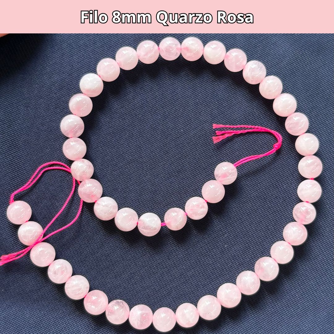 Fili in pietra naturale Quarzo Rosa (qualità A) 8mm (46 perle)