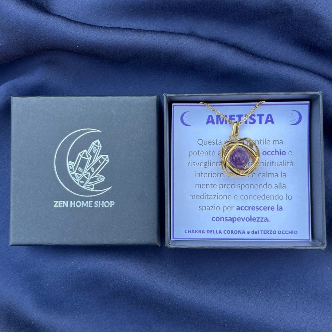 Collana Genesa Ametista – Acciaio Oro