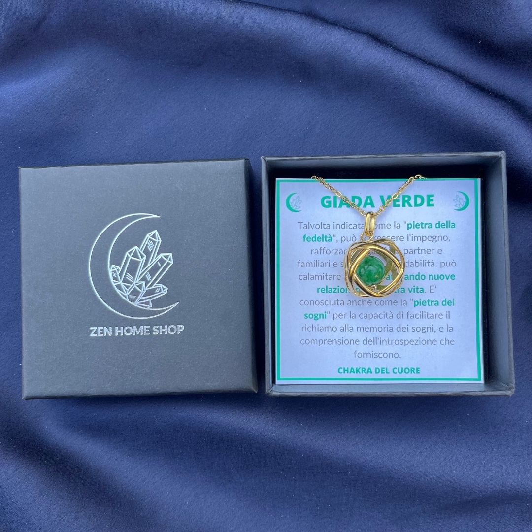 Collana Genesa Giada Verde – Acciaio Oro