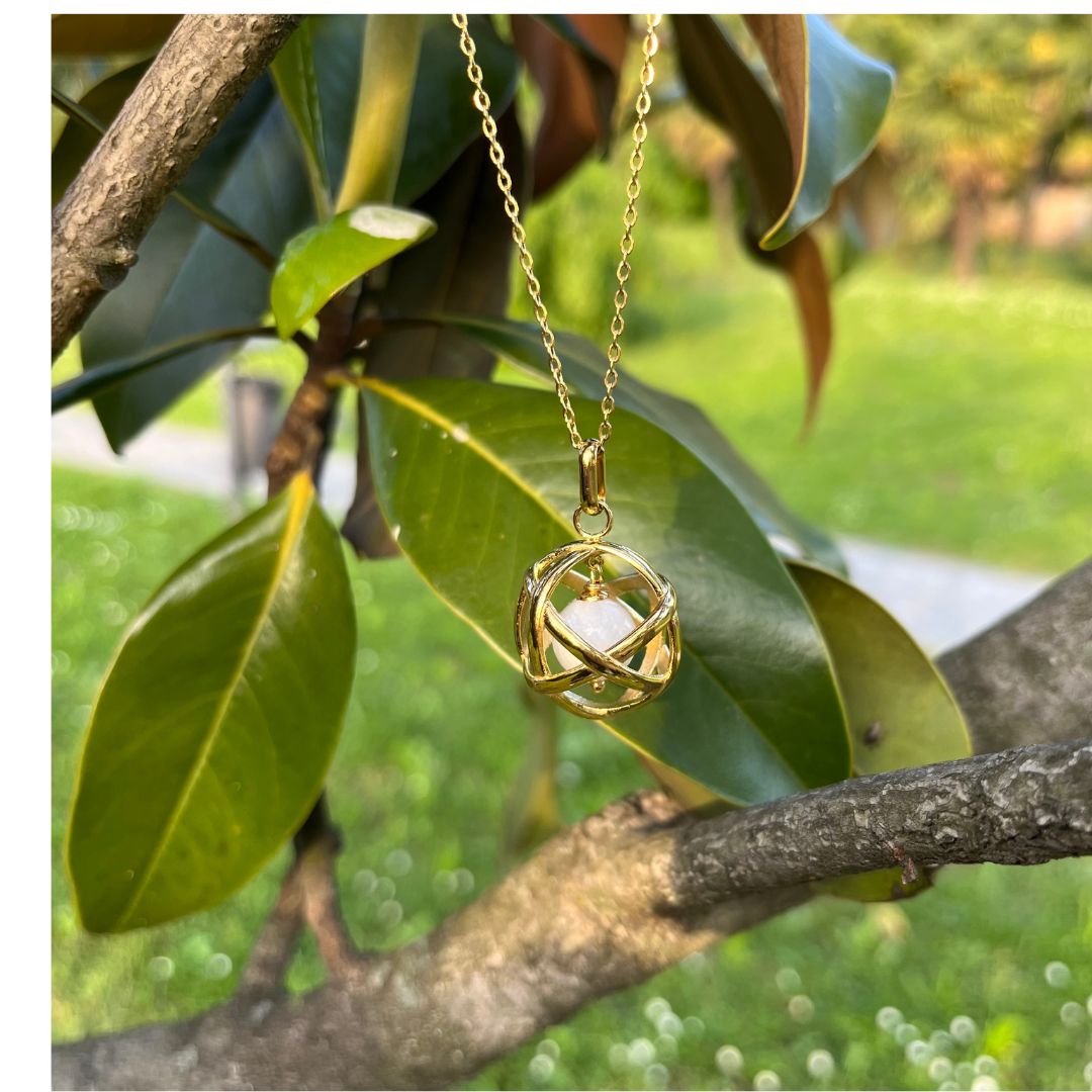 Collana Genesa Pietra Luna – Acciaio Oro