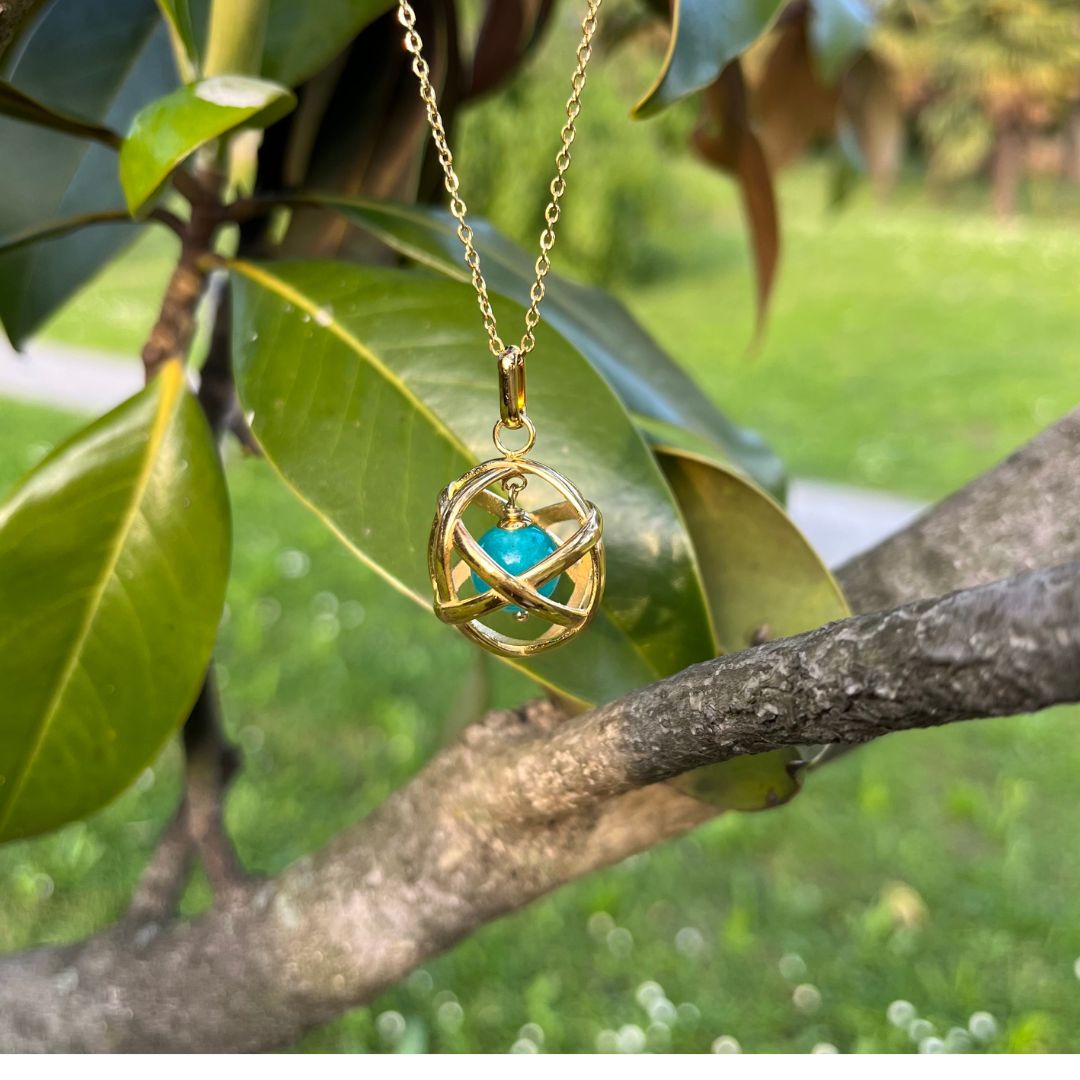 Collana Genesa Amazzonite – Acciaio Oro
