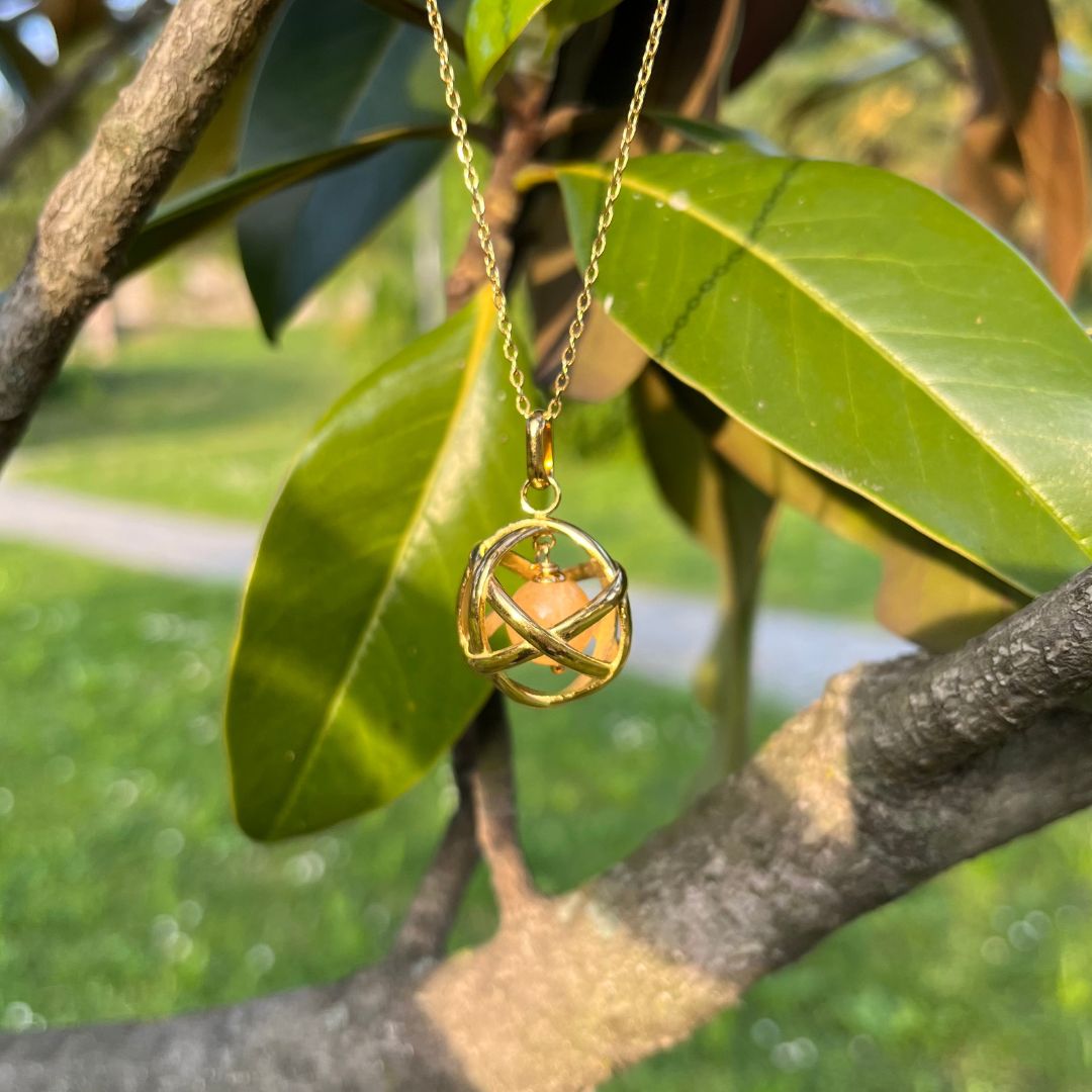Collana Genesa Quarzo Citrino – Acciaio Oro