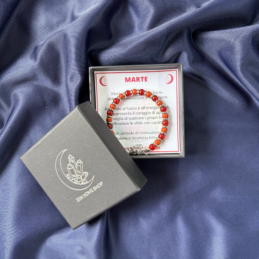 Bracciale Pianeta Marte con Diaspro Rosso e Corniola