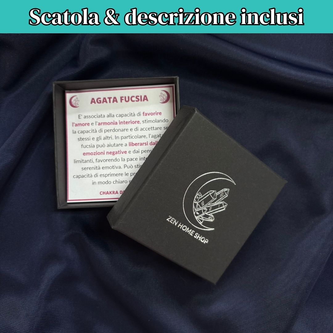 Collana Regolabile Pentasfera Agata Fucsia (Acciaio Inox)