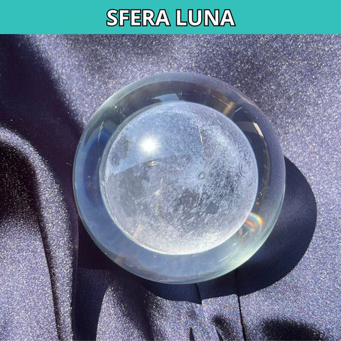 Sfera 3D Luna con base led in legno