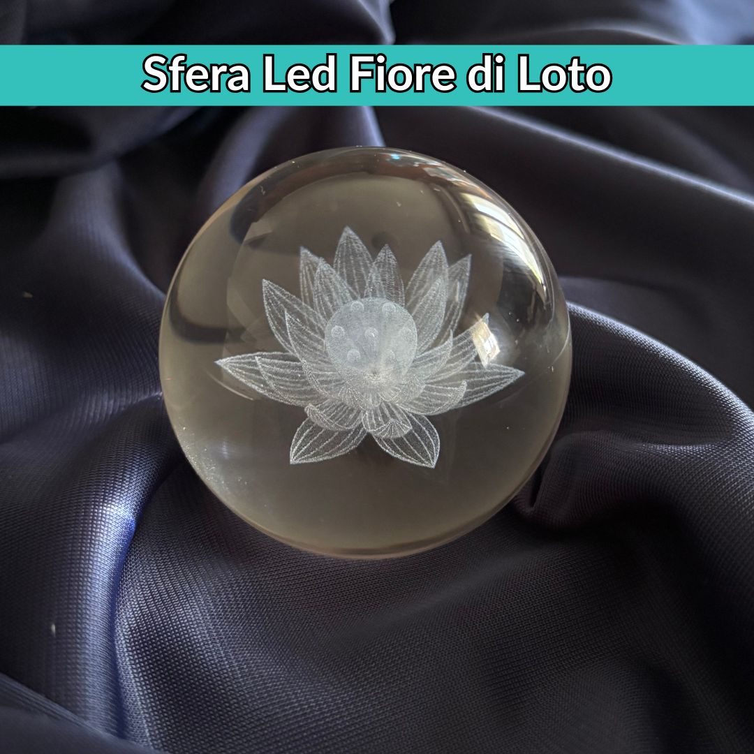 Sfera 3D Fiore di Loto con base led in legno