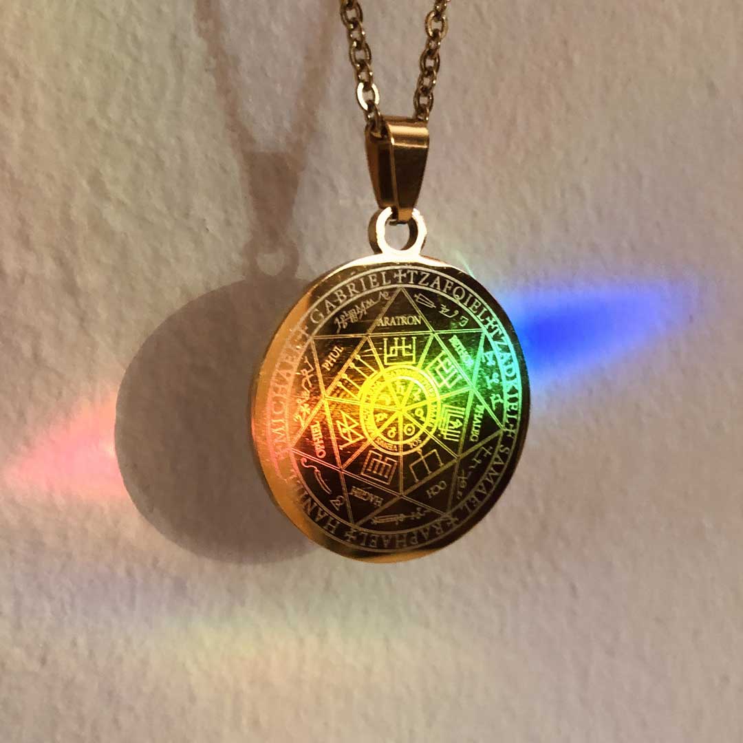 Collana Regolabile Sigillo 7 Arcangeli oro 3 cm (acciaio inox)