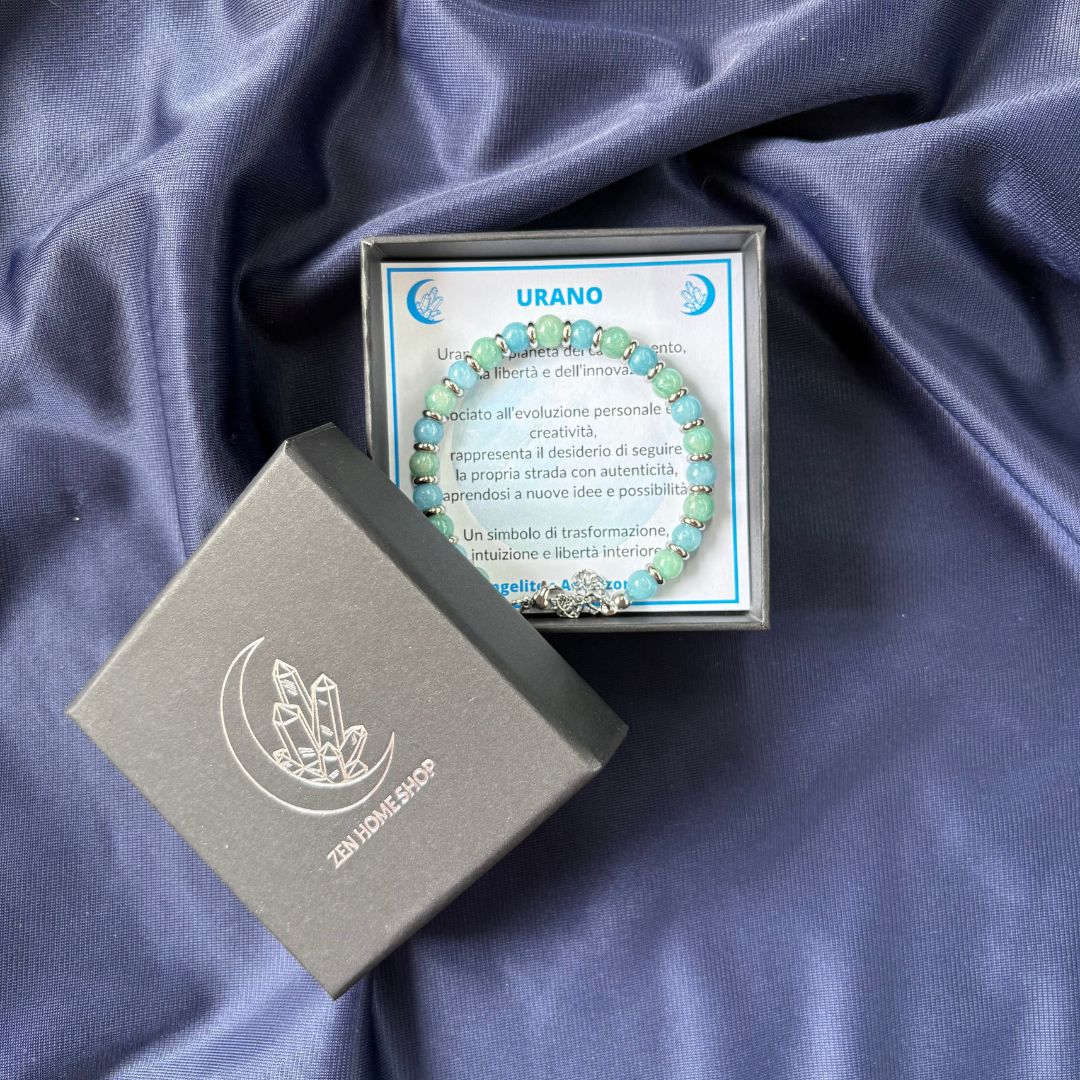 Bracciale Pianeta Urano con Angelite e Amazzonite