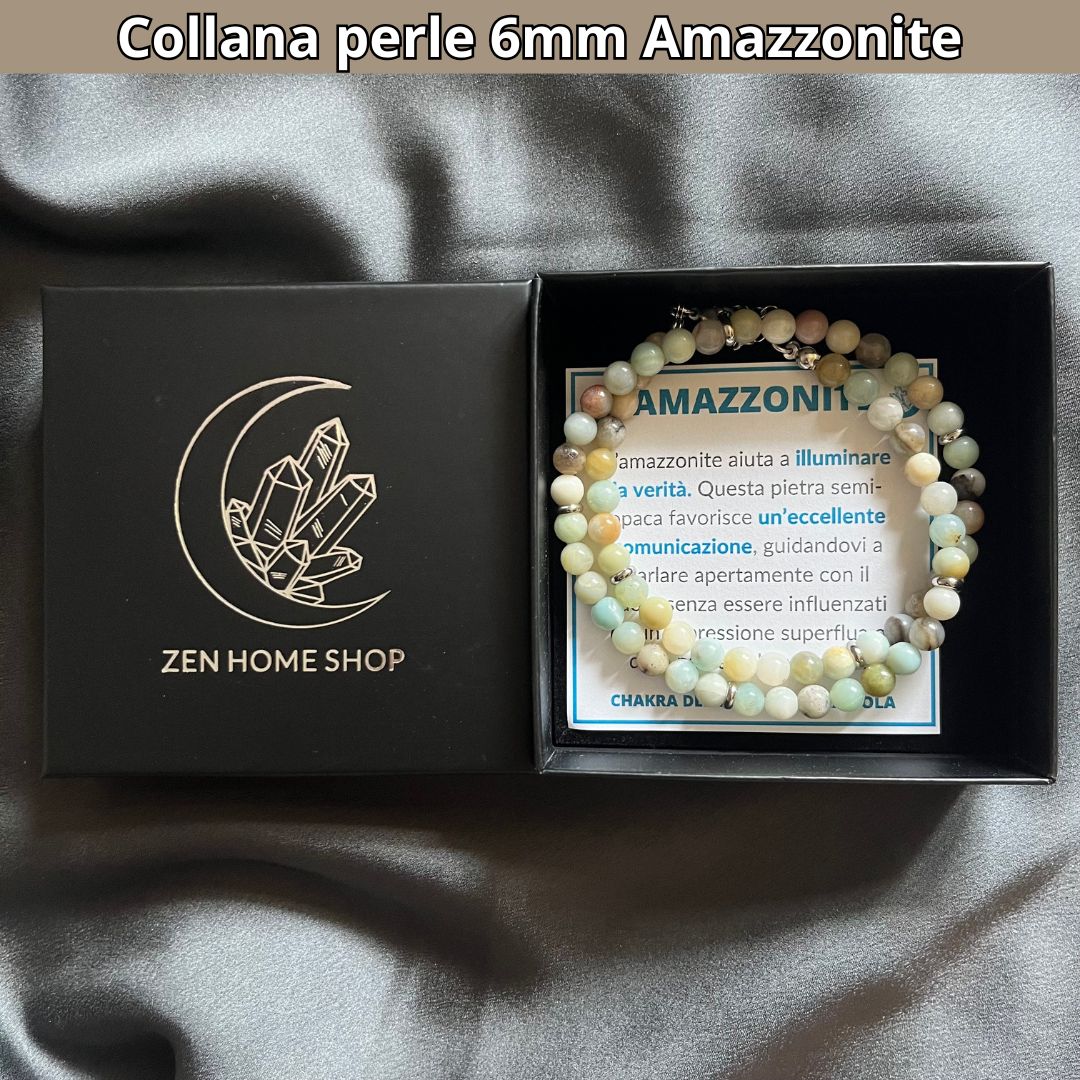 Collana con perle naturali Amazzonite flower da 6 mm
