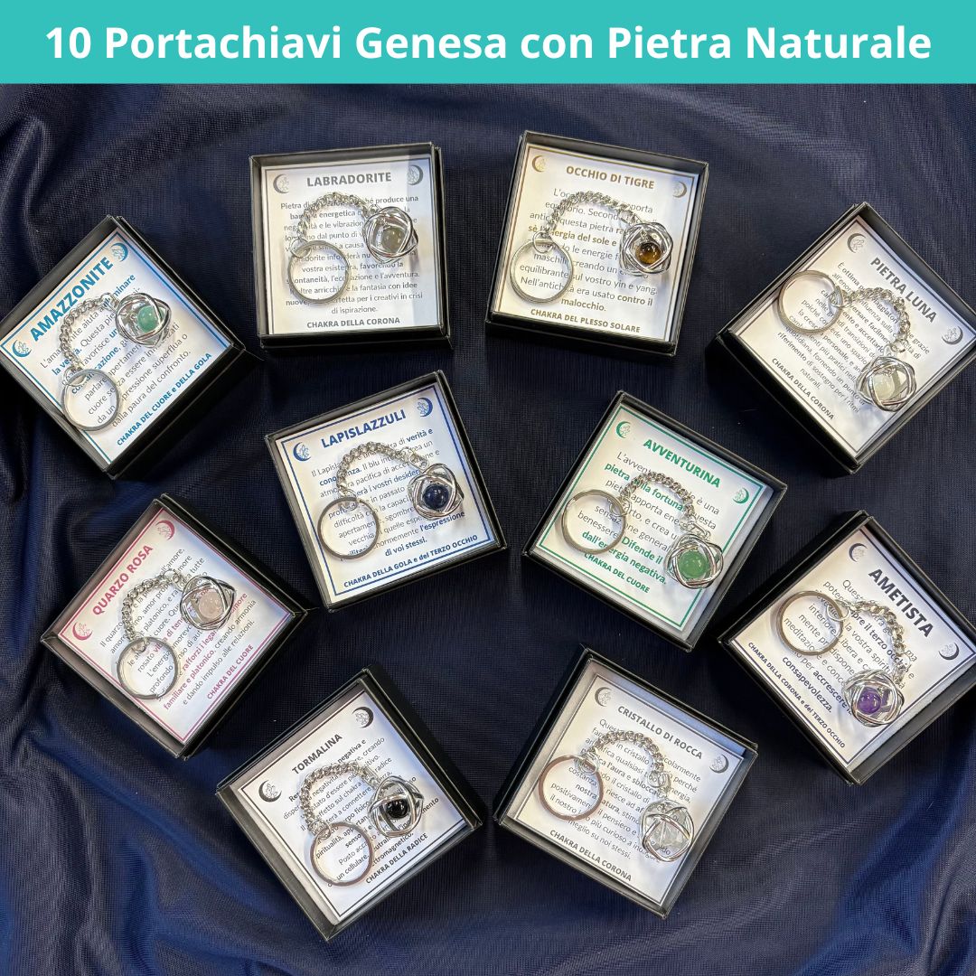 Set 10 Portachiavi Genesa con Pietra Naturale