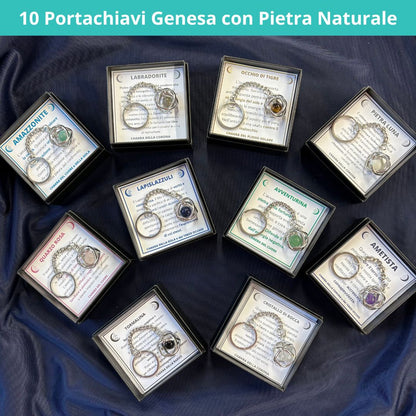 Set 10 Portachiavi Genesa con Pietra Naturale