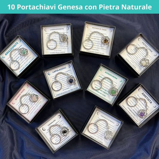 Set 10 Portachiavi Genesa con Pietra Naturale