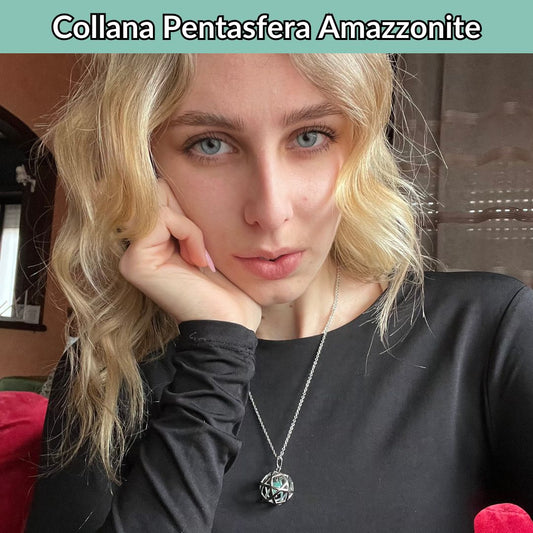 Collana Regolabile Pentasfera Amazzonite (Acciaio Inox)