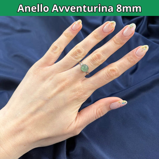 Anello con pietra naturale Avventurina cabochon 8mm