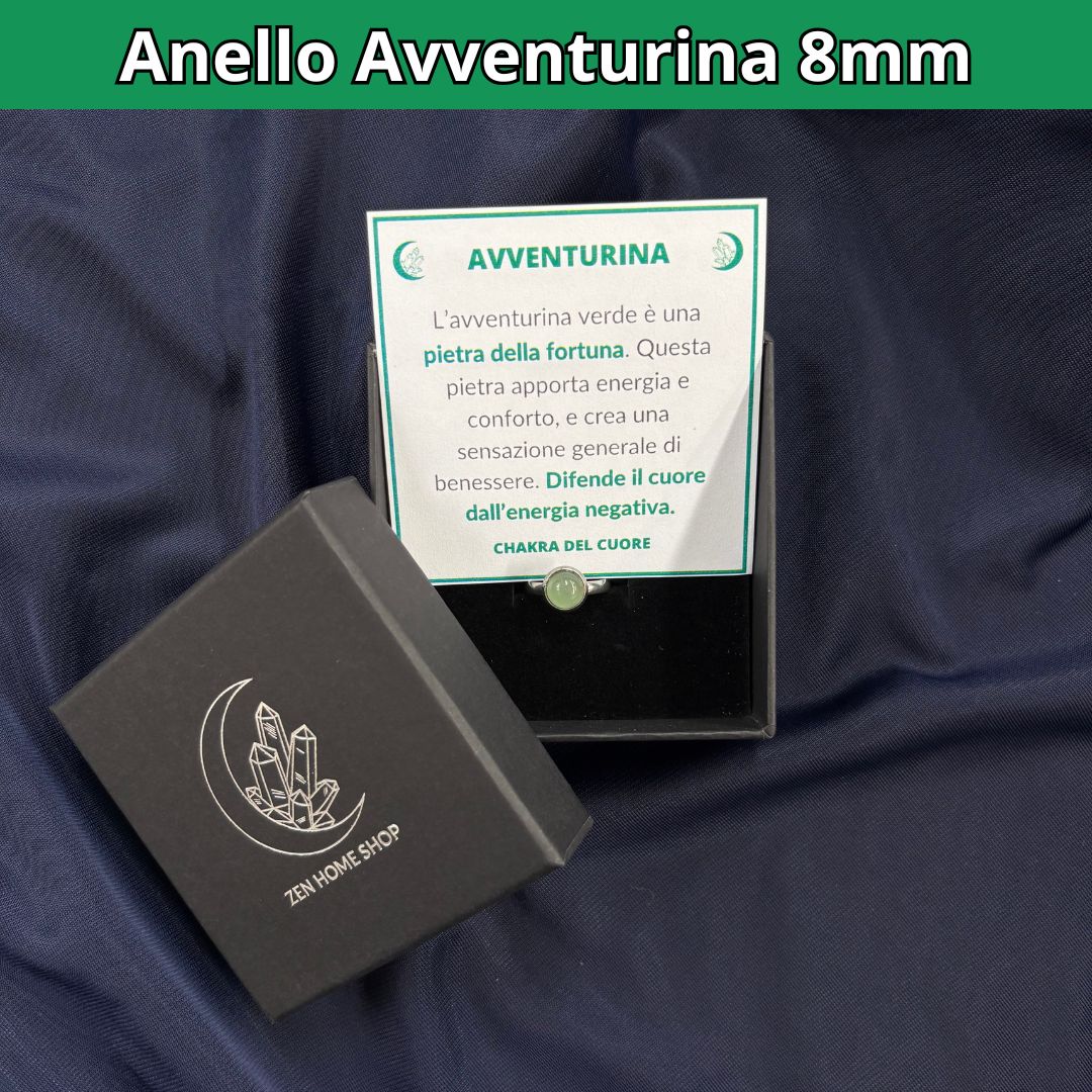 Anello con pietra naturale Avventurina cabochon 8mm