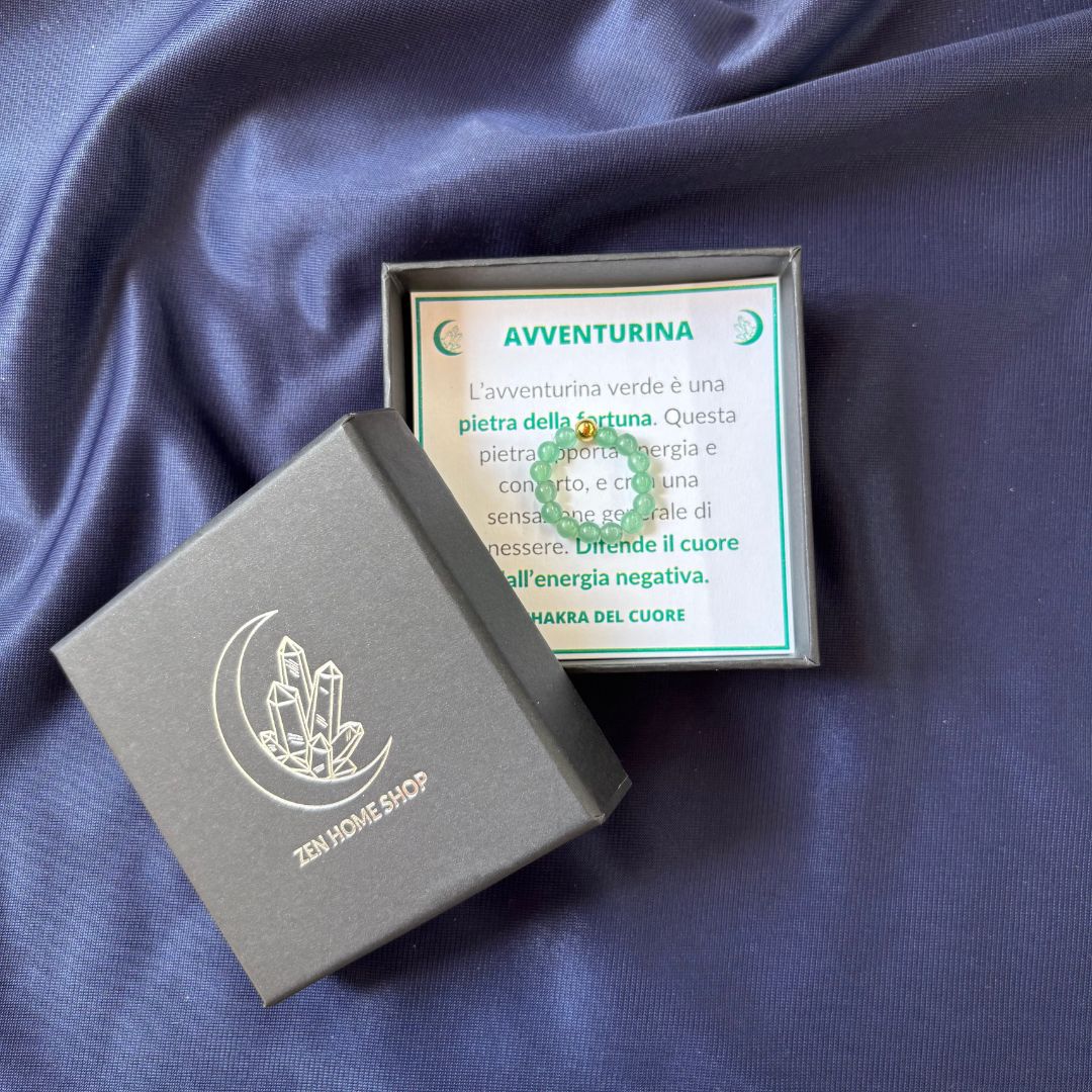 Anello Elastico con Avventurina Verde Naturale e Perla in Acciaio Inossidabile