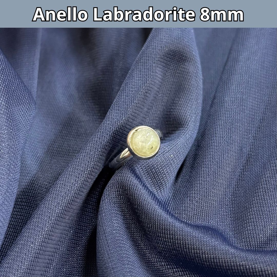 Anello con pietra naturale Labradorite cabochon 8mm